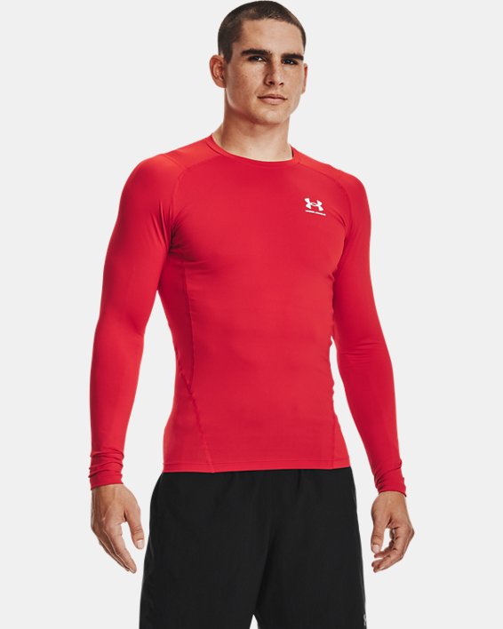 Men's HeatGear® Armour Long Sleeve, Red, pdpMainDesktop image number 0